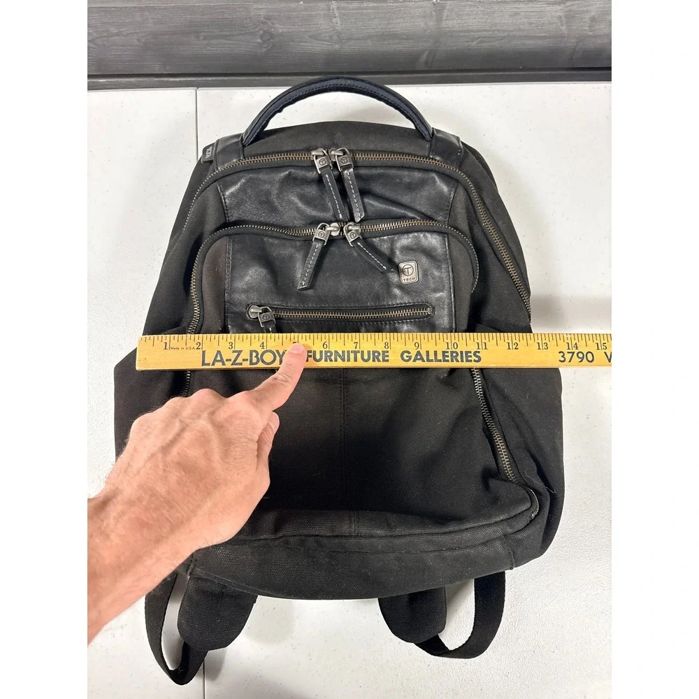 Tumi T-Tech Black Canvas Leather Trim Backpack Laptop Bag Travel Rucksack